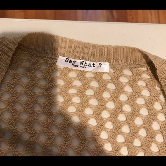 Say What size Medium Ivory crochet open front duster 3/4 length - Picture 8 of 14